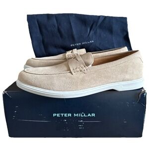 NEW MENS PETER MILLAR EXCURSIONIST PENNY LOAFER SHOES, 11.0 MEDIUM, SAND
